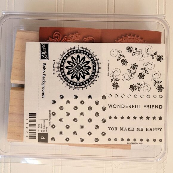 Stampin Up! Boho Backgrounds Stamp Set Wood Rubber Stamps NEW Unmounted - Picture 1 of 6